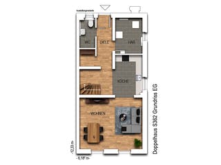 Massivhaus Doppelhaus S362 von Heinz von Heiden Zentrale Schlüsselfertig ab 271330.3€, Satteldach-Klassiker Grundriss 1
