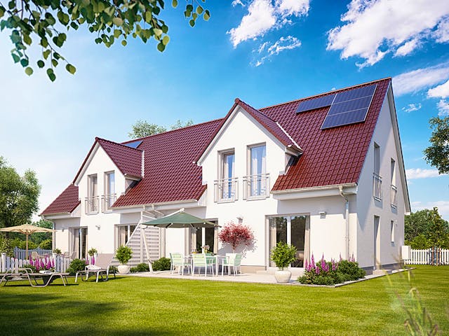 Massivhaus Doppelhaus S841 von Heinz von Heiden Zentrale Schlüsselfertig ab 300285€, Satteldach-Klassiker Außenansicht 1