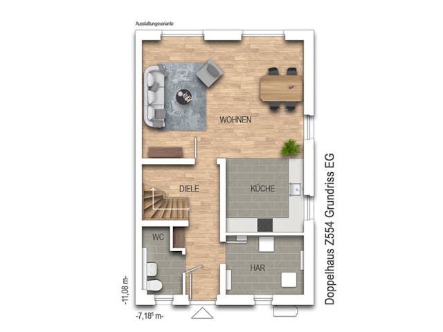 Massivhaus Doppelhaus Z554 von Heinz von Heiden Zentrale Schlüsselfertig ab 293164€, Stadtvilla Grundriss 1