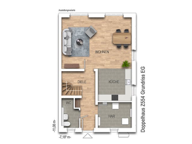Massivhaus Doppelhaus Z554 von Heinz von Heiden Schlüsselfertig ab 264523.25€, Stadtvilla Grundriss 1