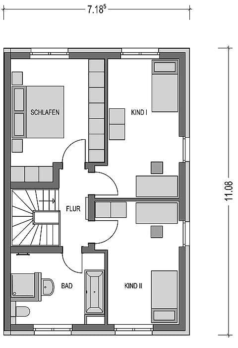 Massivhaus Doppelhaus F 550 von Heinz von Heiden Schlüsselfertig ab 299029.25€, Cubushaus Grundriss 2