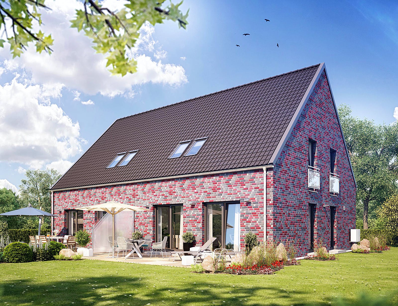 Massivhaus Doppelhaus S 650 von Heinz von Heiden Schlüsselfertig ab 283198.5€, Satteldach-Klassiker Außenansicht 1