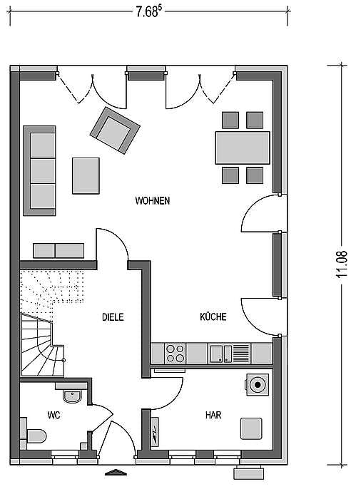 Massivhaus Doppelhaus S 650 von Heinz von Heiden Schlüsselfertig ab 283198.5€, Satteldach-Klassiker Grundriss 1