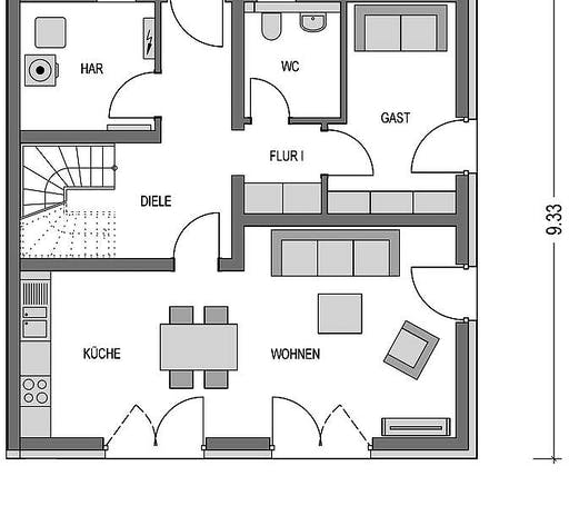 Massivhaus Doppelhaus W 730 von Heinz von Heiden Schlüsselfertig ab 277835.75€, Stadtvilla Grundriss 1