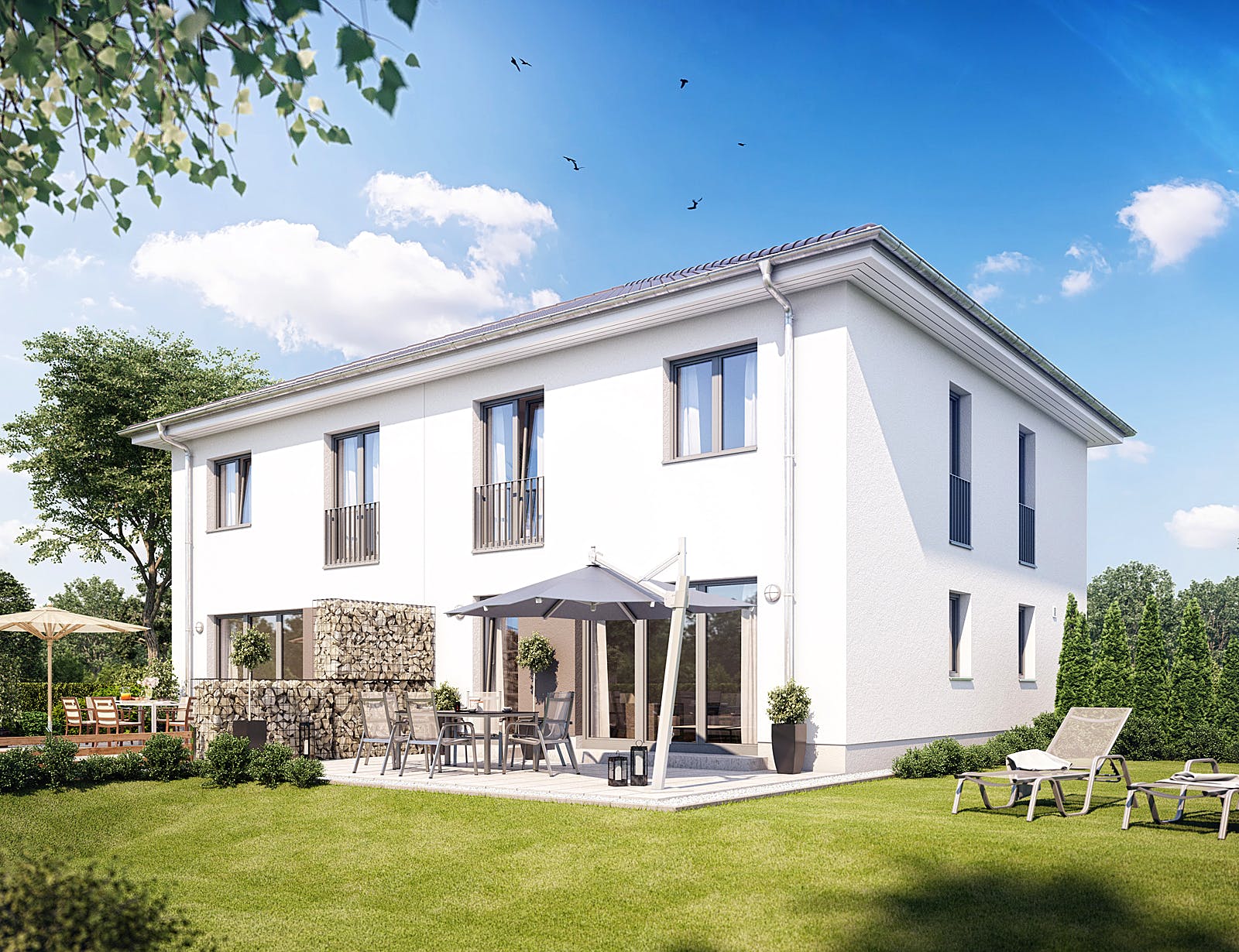 Massivhaus Doppelhaus Z550 (out) von Heinz von Heiden, Stadtvilla Außenansicht 1