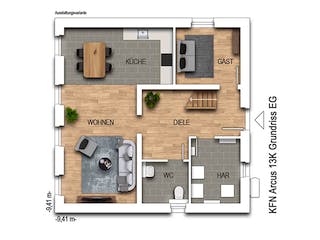 Massivhaus Arcus 13K von Heinz von Heiden Zentrale Schlüsselfertig ab 346747.5€, Stadtvilla Grundriss 1