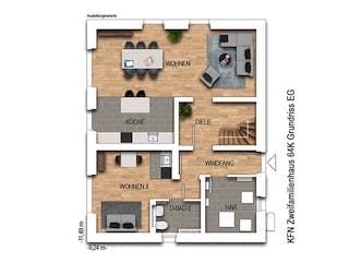 Massivhaus Zweifamilienhaus 64K von Heinz von Heiden Zentrale Schlüsselfertig ab 386502.7€, Satteldach-Klassiker Grundriss 1