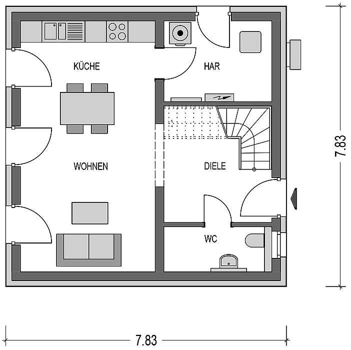 Massivhaus Stratus 090 von Heinz von Heiden Schlüsselfertig ab 262317.375€, Cubushaus Grundriss 1