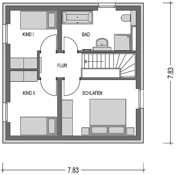 Massivhaus Stratus 090 von Heinz von Heiden Schlüsselfertig ab 262317.375€, Cubushaus Grundriss 2