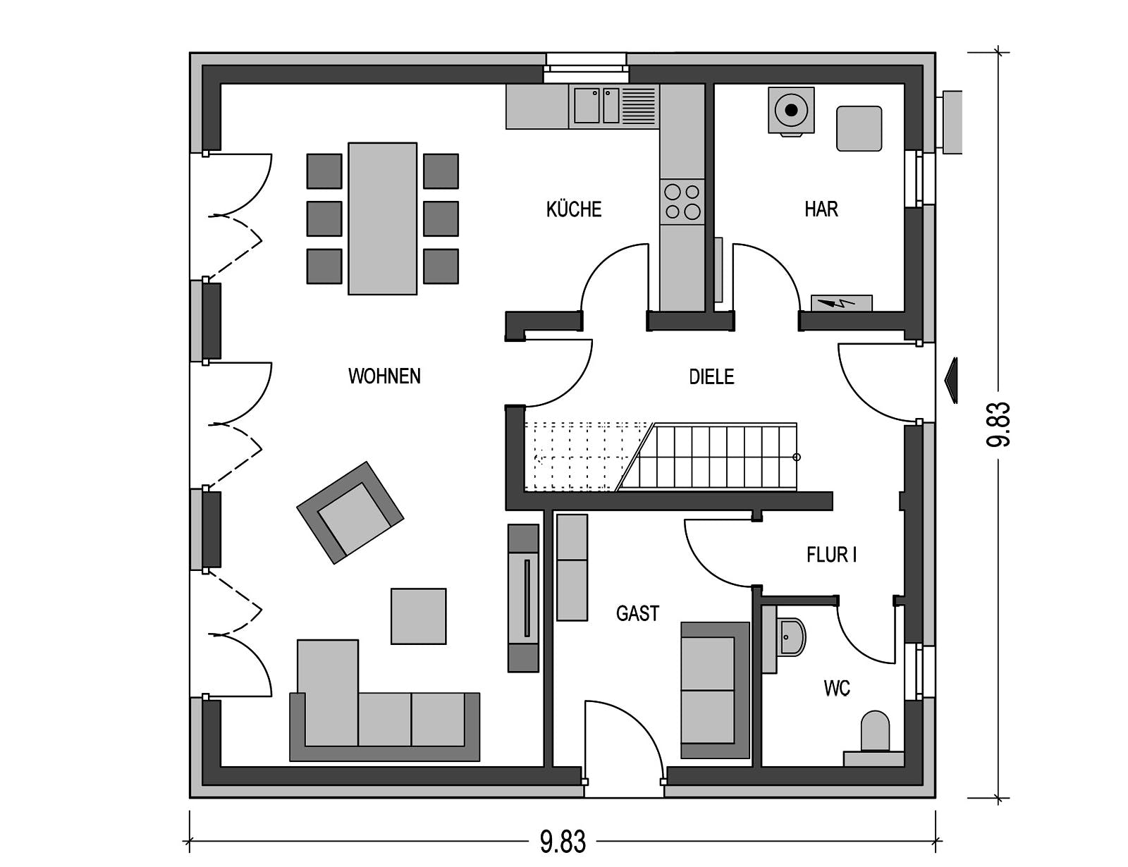 Massivhaus Stratus 150 von Heinz von Heiden Schlüsselfertig ab 337686.625€, Cubushaus Grundriss 1