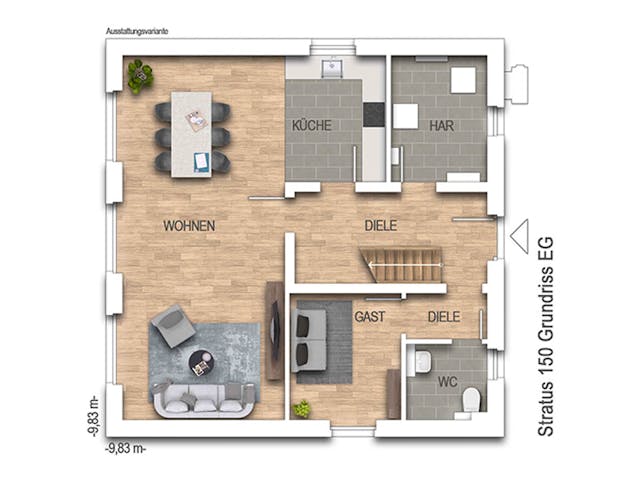 Massivhaus Stratus 150 von Heinz von Heiden Zentrale Schlüsselfertig ab 347405€, Cubushaus Grundriss 1