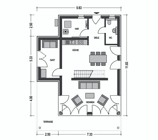 Massivhaus Stratus 730 von Heinz von Heiden Schlüsselfertig ab 458858.83125€, Cubushaus Grundriss 1