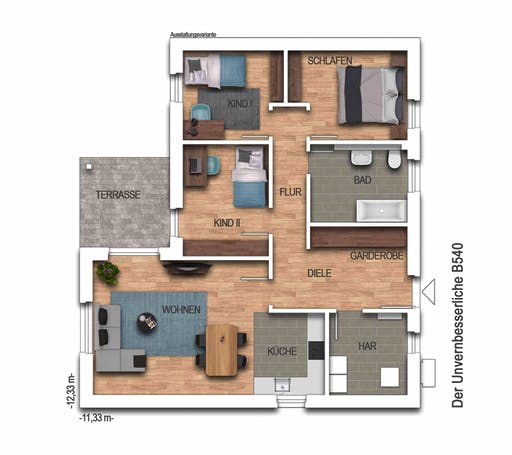 Massivhaus Der Unverbesserliche B540 von Heinz von Heiden Schlüsselfertig ab 189944.0€, Bungalow Grundriss 1