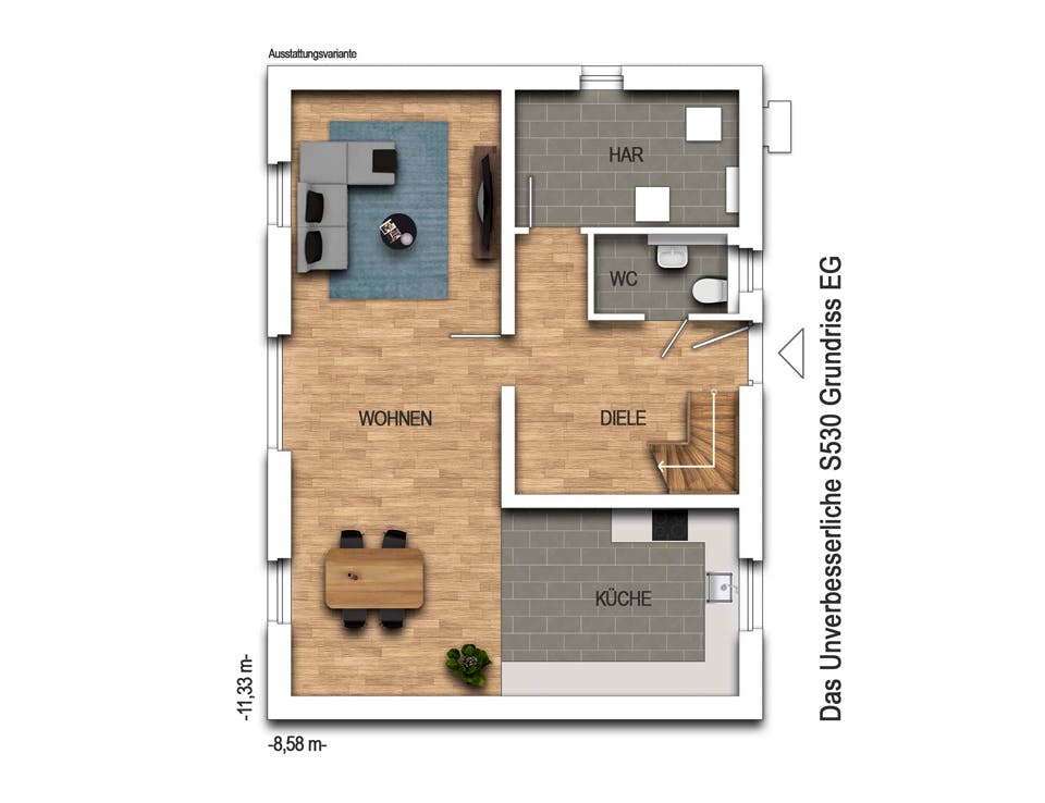 Massivhaus Der Unverbesserliche S530 von Heinz von Heiden Schlüsselfertig ab 233013.5€, Satteldach-Klassiker Grundriss 1