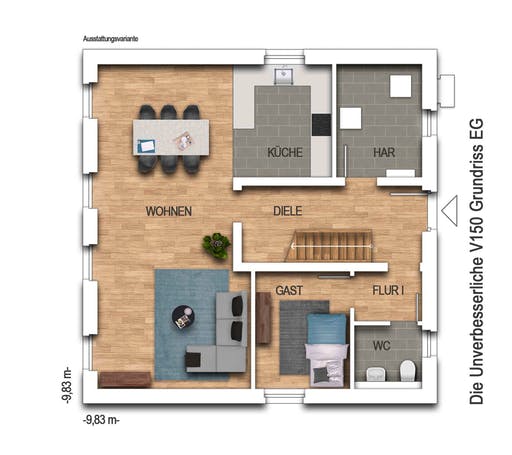Massivhaus Der Unverbesserliche V150 von Heinz von Heiden Schlüsselfertig ab 254166.375€, Stadtvilla Grundriss 1
