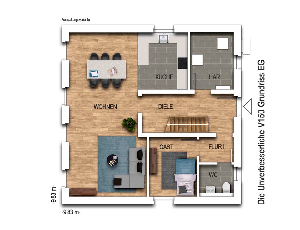 Massivhaus Der Unverbesserliche V150 von Heinz von Heiden Schlüsselfertig ab 259131.0€, Stadtvilla Grundriss 1