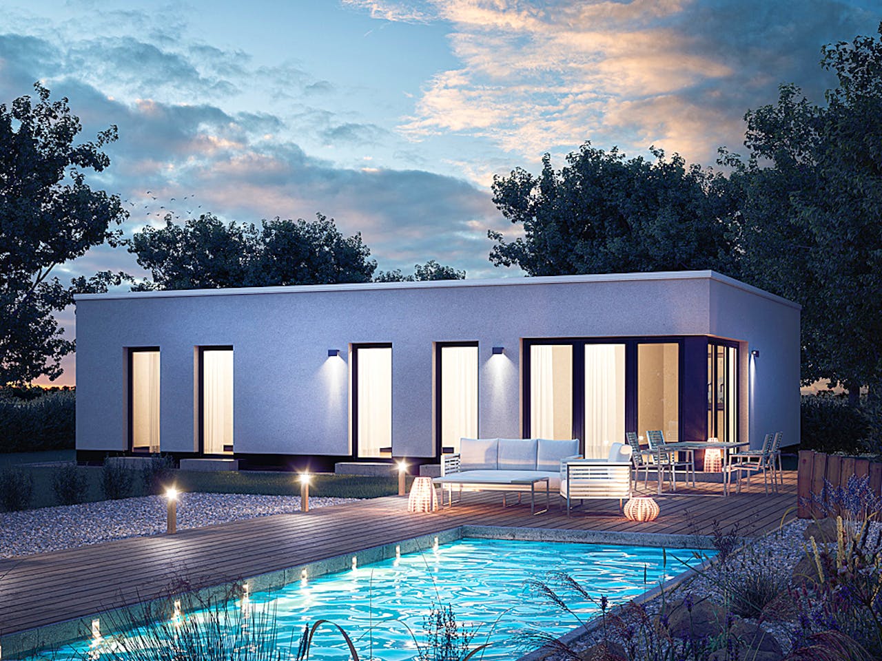 Massivhaus Velum 751 von Heinz von Heiden Zentrale Schlüsselfertig ab 271730.3€, Bungalow Außenansicht 1