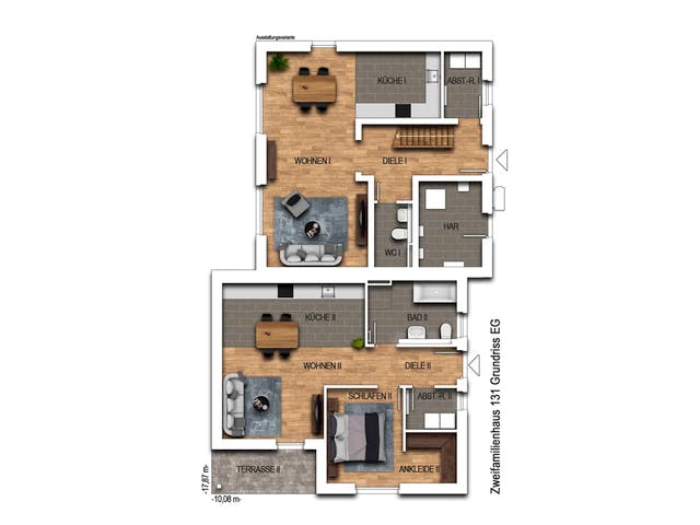 Massivhaus Zweifamilienhaus 131 von Heinz von Heiden Schlüsselfertig ab 407436€, Stadtvilla Grundriss 1