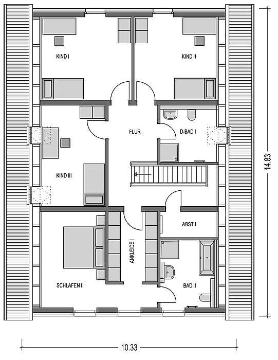 Massivhaus Zweifamilienhaus 880 von Heinz von Heiden Schlüsselfertig ab 478019€, Satteldach-Klassiker Grundriss 2