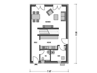Massivhaus DOPPELHAUS 2F555 von HVO Massivhaus Schlüsselfertig ab 339300€, Cubushaus Grundriss 1
