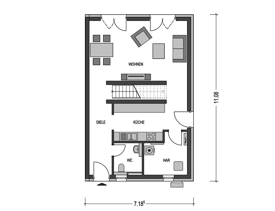 Massivhaus DOPPELHAUS 2F553 von HVO Massivhaus Schlüsselfertig ab 288620€, Cubushaus Grundriss 1