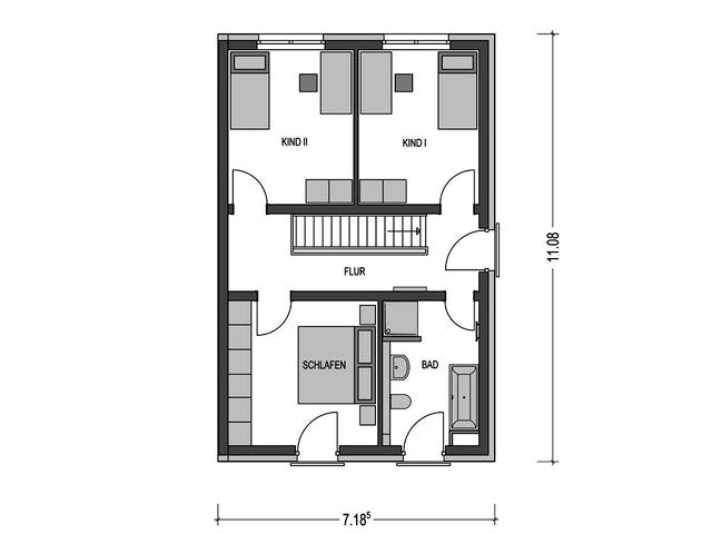 Massivhaus DOPPELHAUS 2F555 von HVO Massivhaus Schlüsselfertig ab 339300€, Cubushaus Grundriss 2