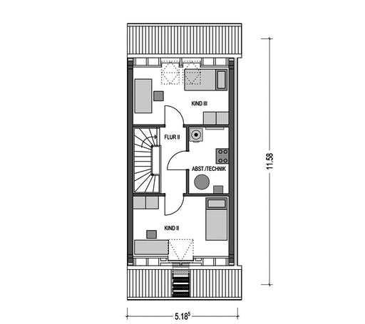 Massivhaus DOPPELHAUS 2S150 von HVO Massivhaus Schlüsselfertig ab 304929€, Satteldach-Klassiker Grundriss 3