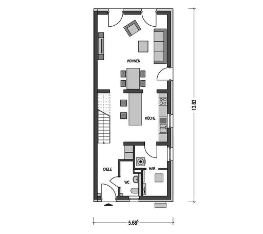 Massivhaus DOPPELHAUS 2Z280 von HVO Massivhaus Schlüsselfertig ab 289710€, Stadtvilla Grundriss 1
