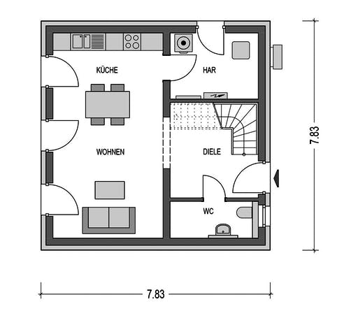Massivhaus ELEGANZ 2090 von HVO Massivhaus Schlüsselfertig ab 260791€, Stadtvilla Grundriss 1