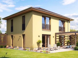 Massivhaus ELEGANZ 2130 von HVO Massivhaus Schlüsselfertig ab 361500€, Stadtvilla Außenansicht 1