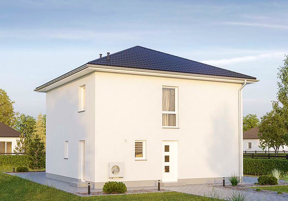 Massivhaus ELEGANZ 2130 von HVO Massivhaus Schlüsselfertig ab 307388€, Stadtvilla Außenansicht 2