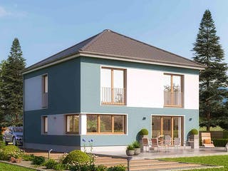 Massivhaus ELEGANZ 2150 von HVO Massivhaus Schlüsselfertig ab 381700€, Stadtvilla Außenansicht 1