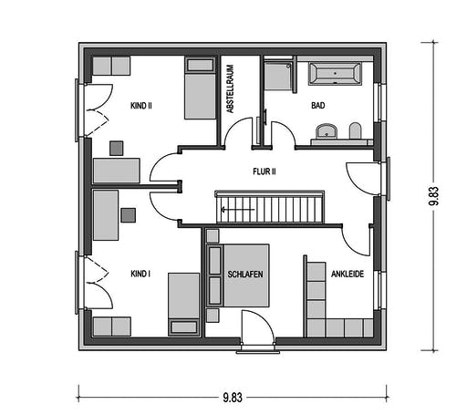 Massivhaus ELEGANZ 2150 von HVO Massivhaus Schlüsselfertig ab 324638€, Stadtvilla Grundriss 2