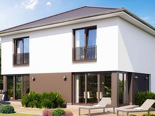 Massivhaus ELEGANZ 2B10 von HVO Massivhaus Schlüsselfertig ab 411600€, Stadtvilla Außenansicht 2