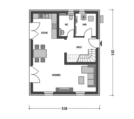 Massivhaus KLASSIK 2410 von HVO Massivhaus Schlüsselfertig ab 263053€, Satteldach-Klassiker Grundriss 1