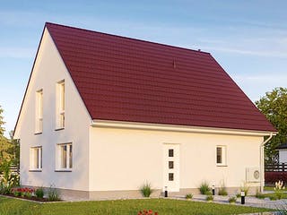 Massivhaus KLASSIK 2610 von HVO Massivhaus Schlüsselfertig ab 342300€, Satteldach-Klassiker Außenansicht 2