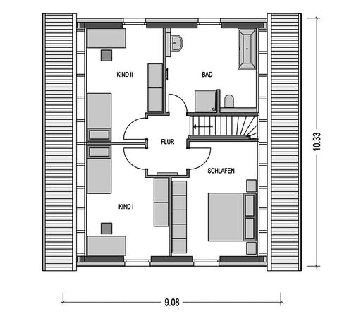 Massivhaus KLASSIK 2610 von HVO Massivhaus Schlüsselfertig ab 288538€, Satteldach-Klassiker Grundriss 2