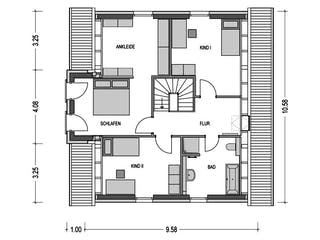 Massivhaus KLASSIK 2710 von HVO Massivhaus Schlüsselfertig ab 383600€, Satteldach-Klassiker Grundriss 2