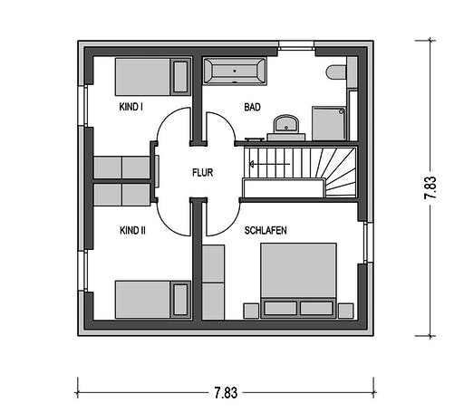 Massivhaus URBAN 2090 von HVO Massivhaus Schlüsselfertig ab 264631€, Cubushaus Grundriss 2