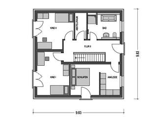 Massivhaus URBAN 2150 von HVO Massivhaus Schlüsselfertig ab 397000€, Cubushaus Grundriss 2
