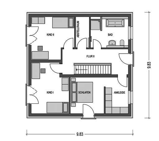 Massivhaus URBAN 2150 von HVO Massivhaus Schlüsselfertig ab 337676€, Cubushaus Grundriss 2