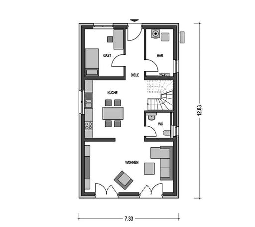 Massivhaus URBAN 2361 von HVO Massivhaus Schlüsselfertig ab 341829€, Cubushaus Grundriss 1
