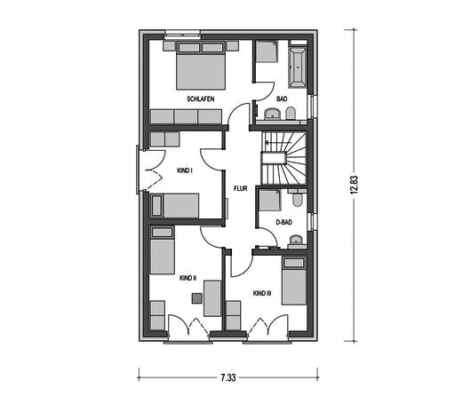 Massivhaus URBAN 2361 von HVO Massivhaus Schlüsselfertig ab 341829€, Cubushaus Grundriss 2