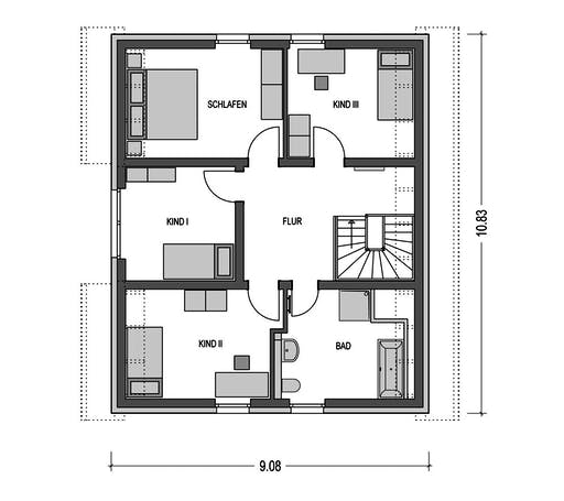 Massivhaus VARIANT 2620 von HVO Massivhaus Schlüsselfertig ab 319070€, Satteldach-Klassiker Grundriss 2