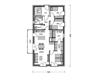 Massivhaus ZWEIFAMILIENHAUS 2491 von HVO Massivhaus Schlüsselfertig ab 545800€, Satteldach-Klassiker Grundriss 2