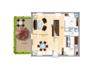 Massivhaus ICON 3.01 von Dennert Massivhaus Schlüsselfertig ab 153218€, Satteldach-Klassiker Grundriss 2