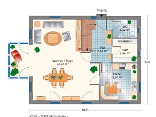 Massivhaus ICON 3.PLUS von Dennert Massivhaus Schlüsselfertig ab 167388€, Satteldach-Klassiker Grundriss 2