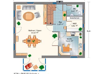 Massivhaus ICON 3.PLUS von Dennert Massivhaus Schlüsselfertig ab 167388€, Satteldach-Klassiker Grundriss 3