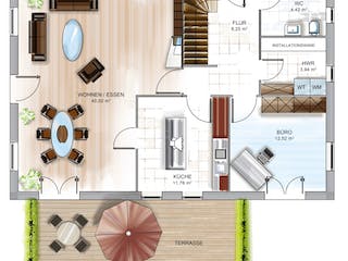Massivhaus ICON 4.02 TRE von Dennert Massivhaus Schlüsselfertig ab 196228€, Satteldach-Klassiker Grundriss 2