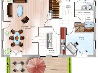 Massivhaus ICON 4.02 TRE von Dennert Massivhaus Schlüsselfertig ab 196228€, Satteldach-Klassiker Grundriss 2